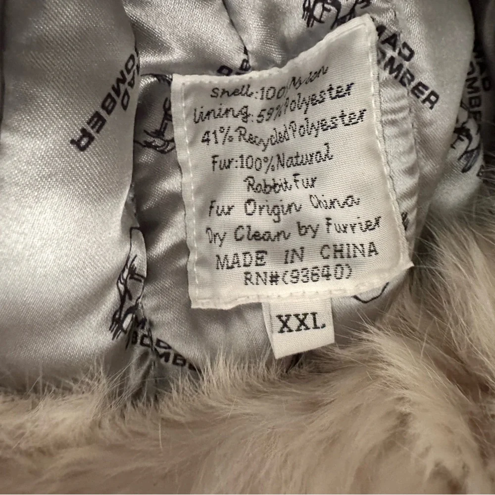 Vintage Mad Bomber Rabbit Fur Hat with Ear Flaps Trooper Hat XXL Unisex - Picture 7 of 9